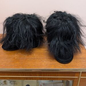 Bearpaw Boo Shaggy Girls Toddler Black Winter Boots New 8
